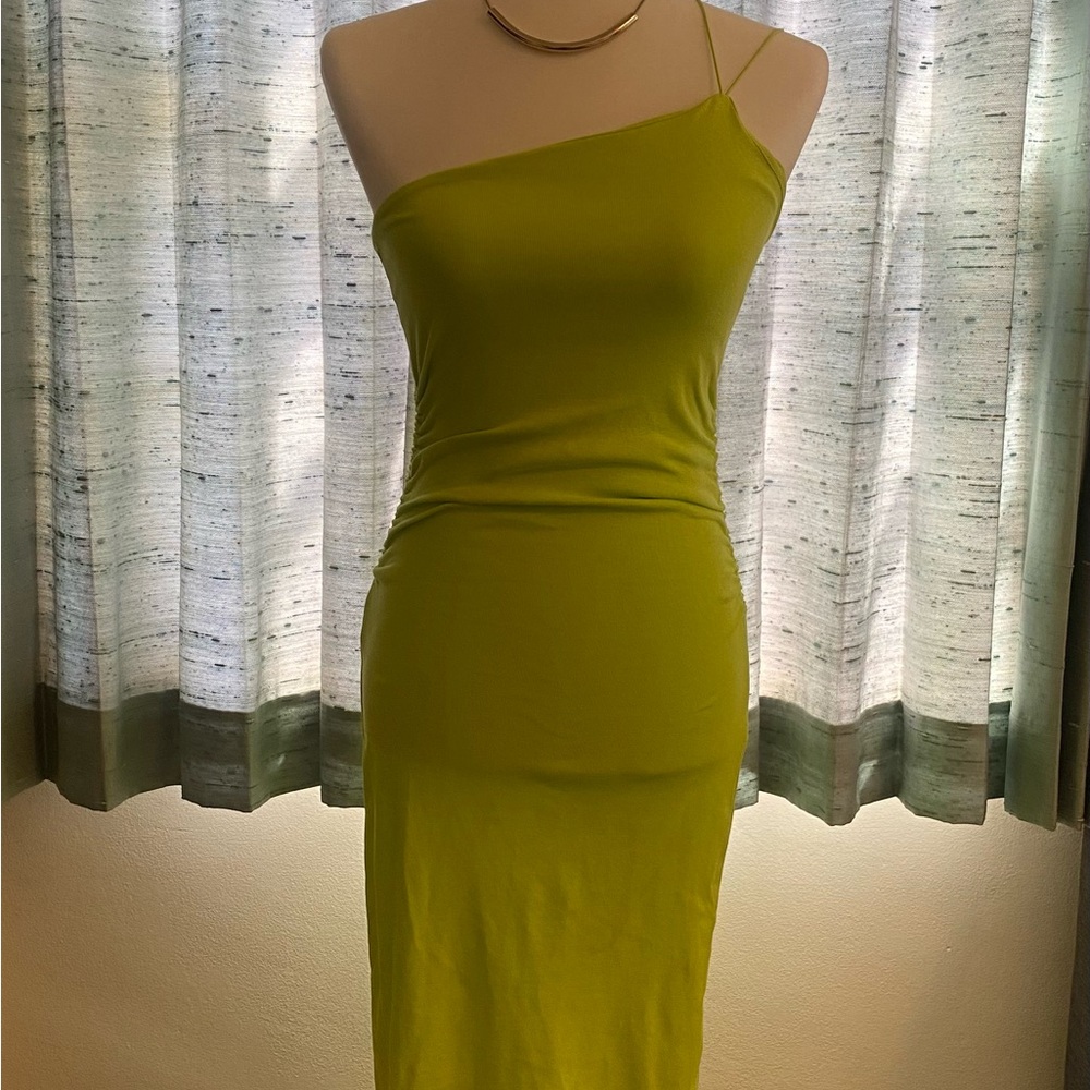 Zara Vibrant Green One-Shoulder Dress